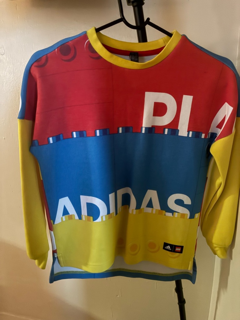 adidas Kids Colorblock Logo Crewneck - Red, Blue & Yellow